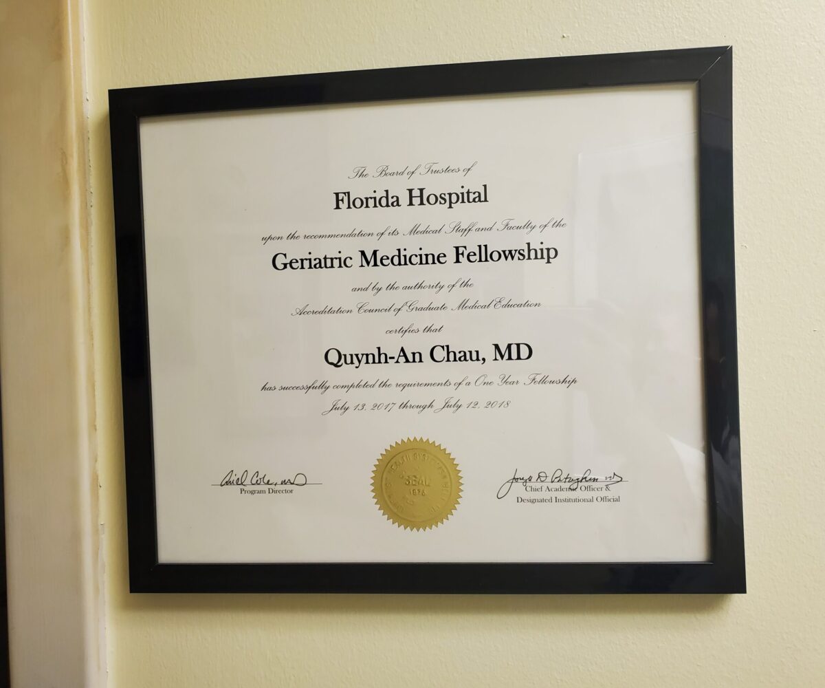 Florida Hospital - Quynh-An Chau - Geriatric Medicine Fellowship